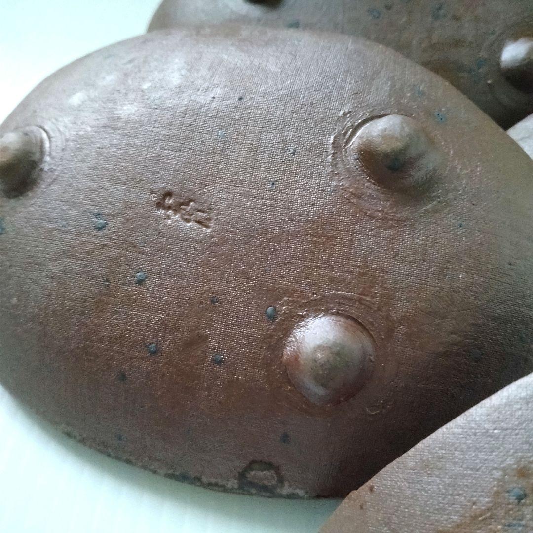 ② 備前焼 北大路魯山人写し 三つ足 舟形 長皿 和食器 足付き 4客