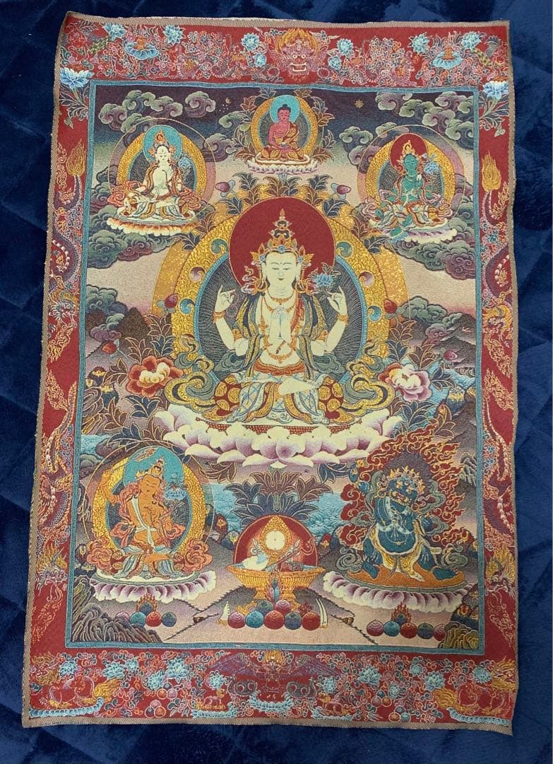 仏教美術　仏画　600mm × 900mm チベット　タンカ　仏像唐物骨董　掛軸