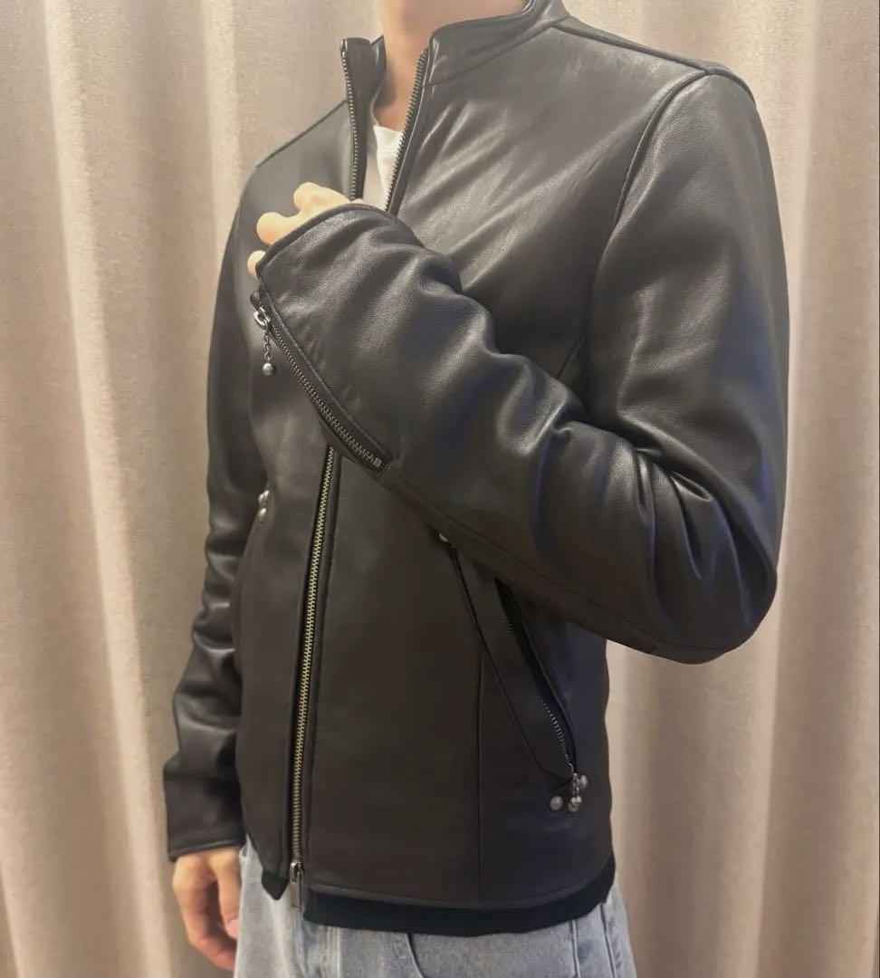 MIHARA YASUHIRO 黒 レザーシングルライダースジャケット