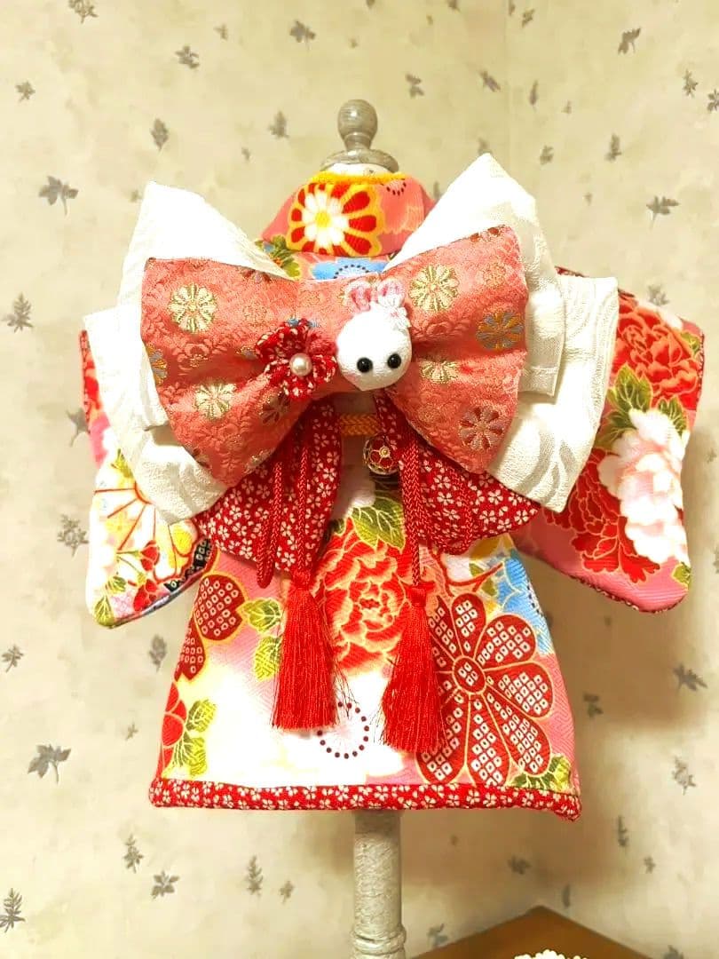 ☆*花柄ピンク着物☆*　犬服　犬服用お着物
