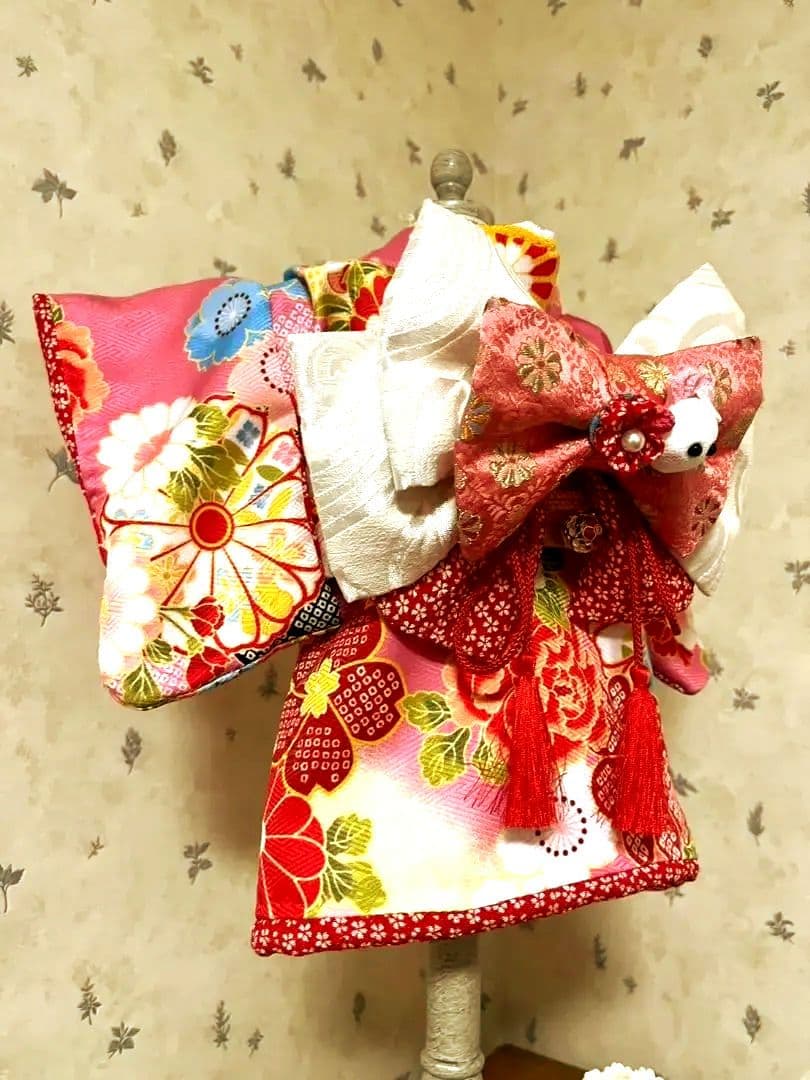 ☆*花柄ピンク着物☆*　犬服　犬服用お着物