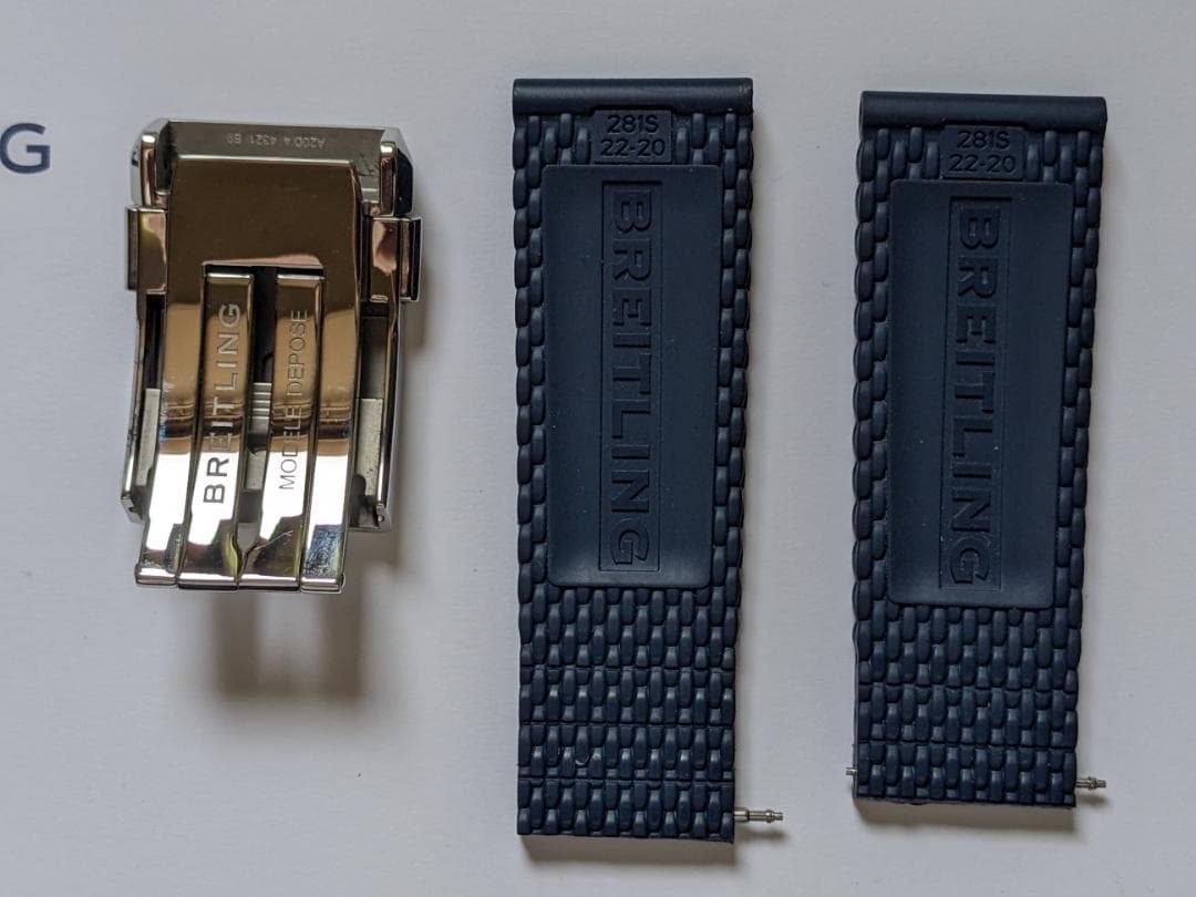 BREITLING スーパーオーシャン 22mm ネイビーラバーベルト　バックル