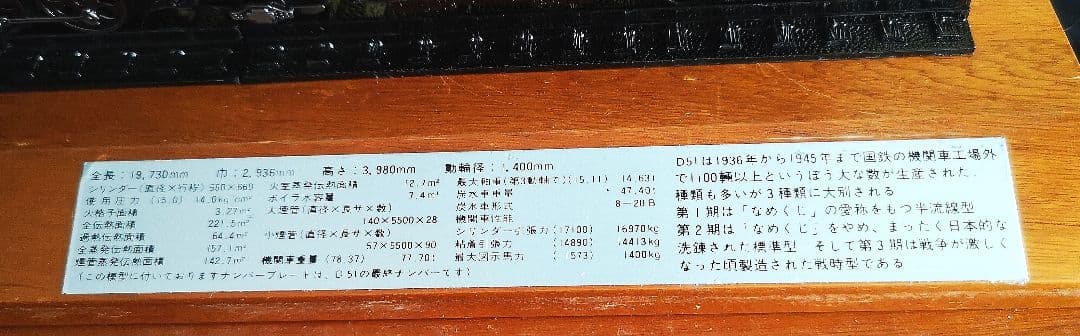 D51型蒸気機関車（1/60模型）デゴイチ（ケース付き）