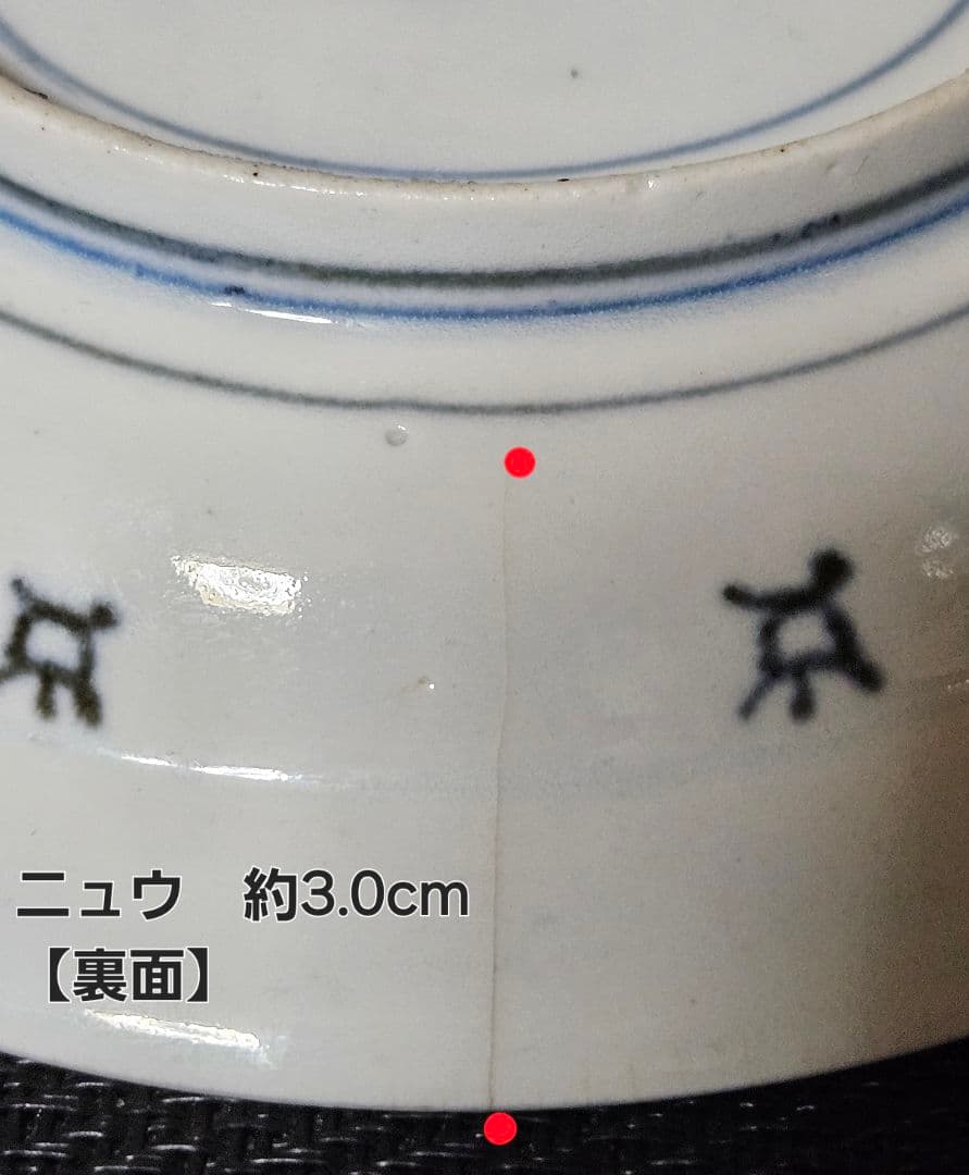 【本物保証❗️】江戸時代前期　藍九谷　獅子に唐草文様　墨弾技法縁　14.0cm皿