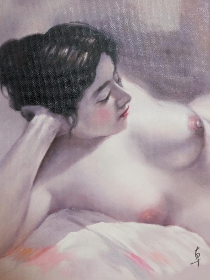 絵画　 油彩　高坂卓至「裸婦」 サイン　F6サイズ　額装済み 肉筆手描き