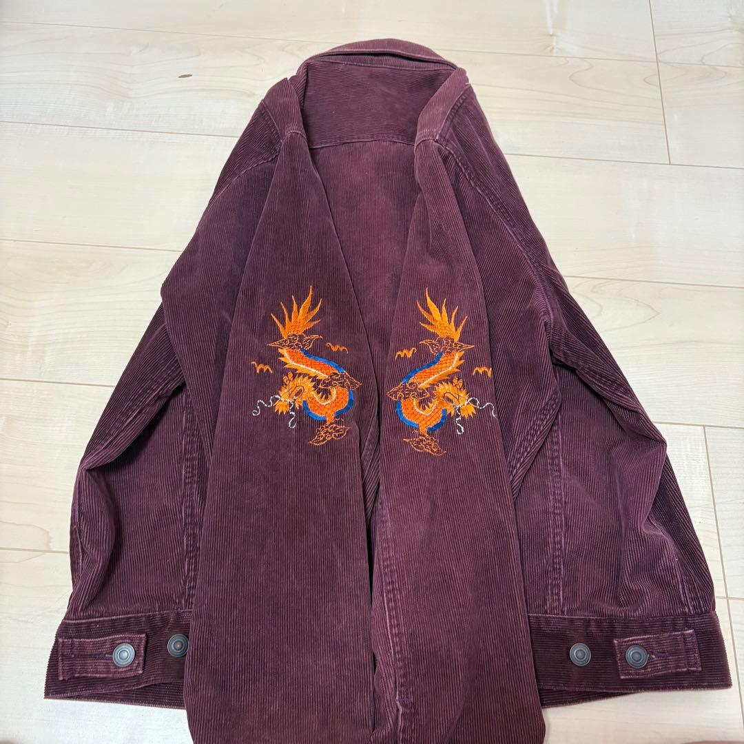 ANDFAMILY サマーコーデュロイジャケット バーガンディ　刺繍