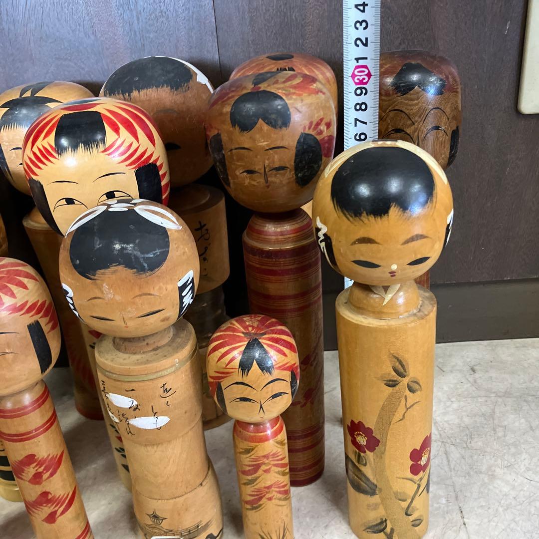 D-3 昭和レトロ 木製 こけし 小芥子 15体セット まとめ売り 日本人形