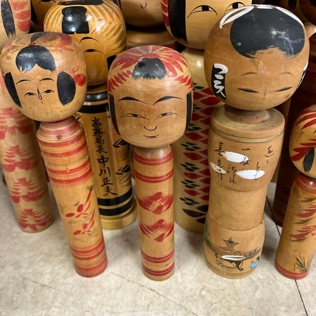 D-3 昭和レトロ 木製 こけし 小芥子 15体セット まとめ売り 日本人形