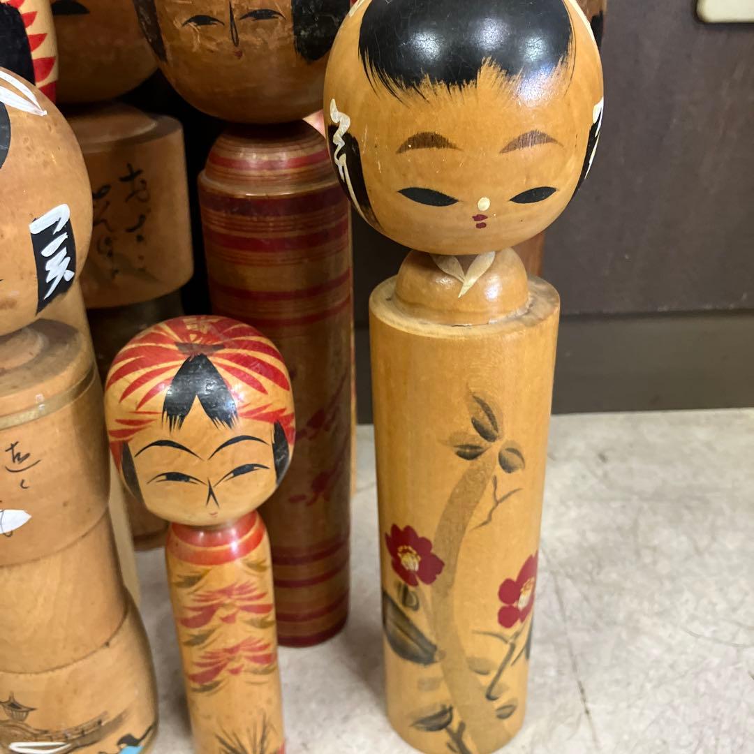 D-3 昭和レトロ 木製 こけし 小芥子 15体セット まとめ売り 日本人形