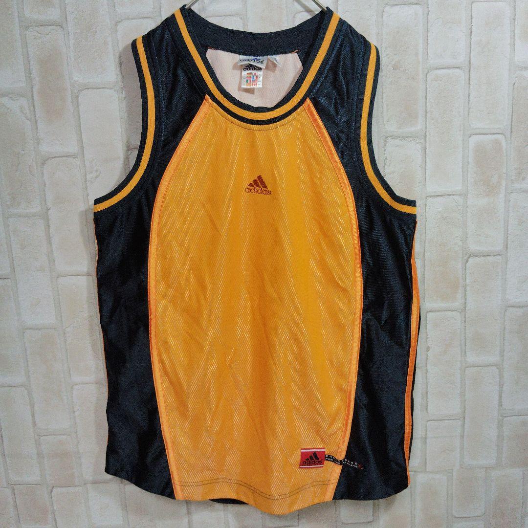 アディダス　adidas　90s　タンクトップ　ノースリーブ　オレンジ　センター