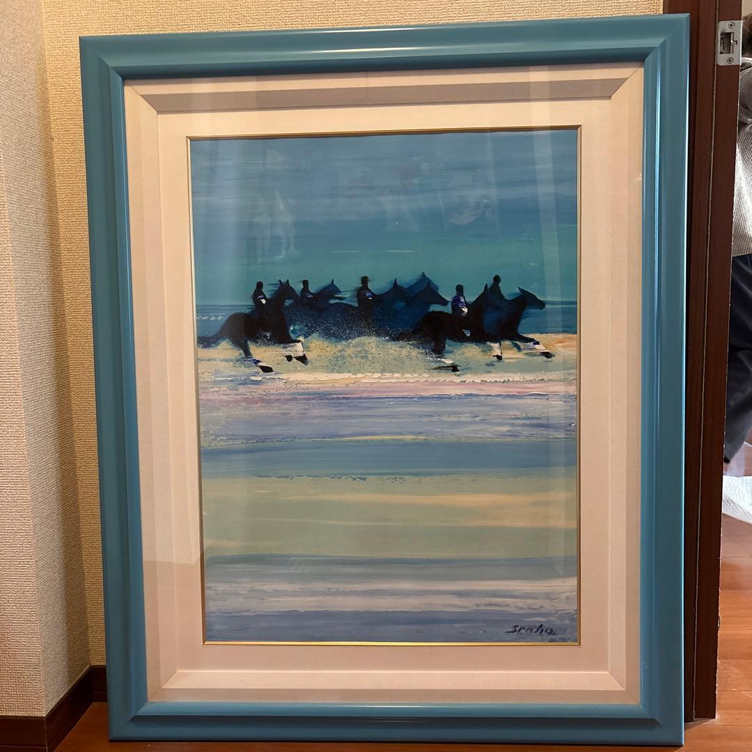 油彩画 馬の群れ