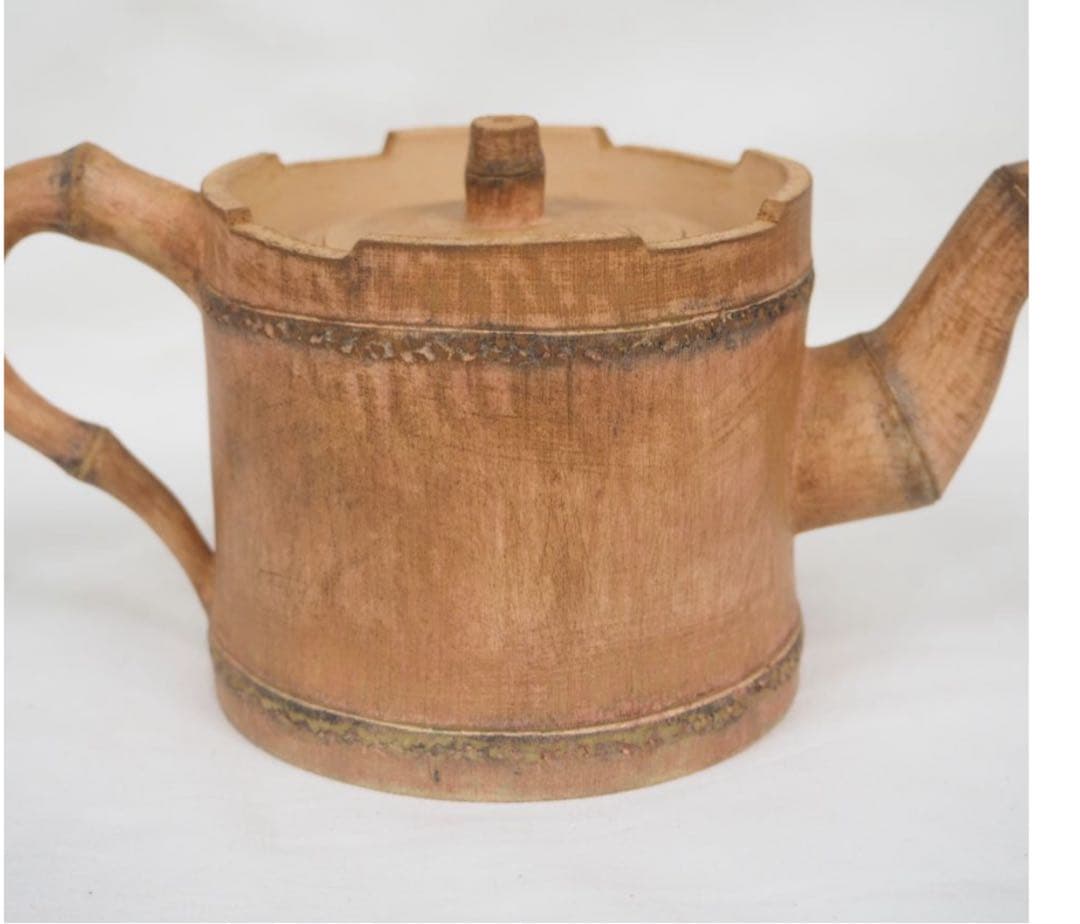 送料無料　作家物　白泥竹形急須・杯セット 未使用　煎茶道具