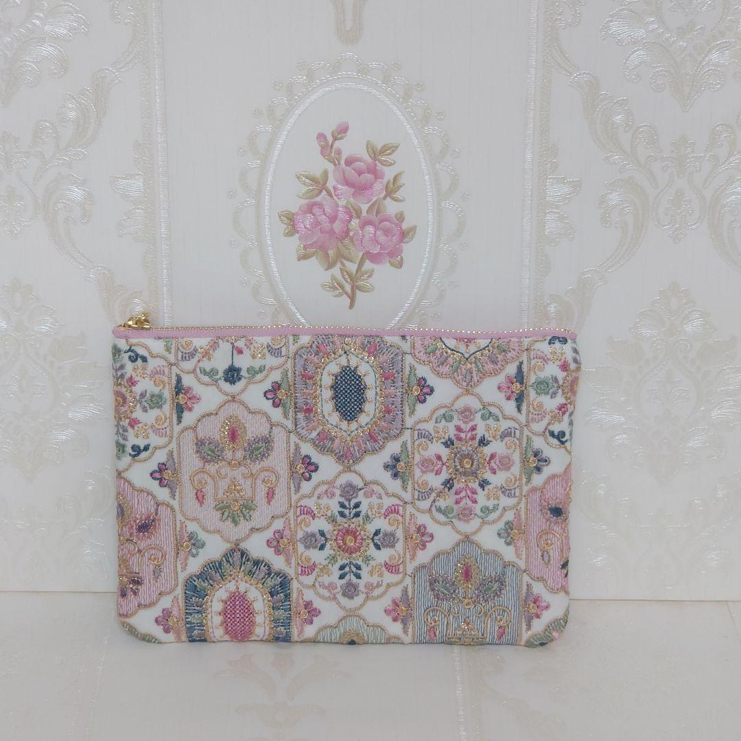 コロ様 インド刺繍生地 ポーチ ハンドメイド