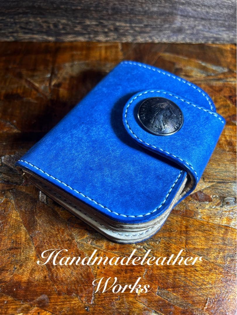 新品　総手縫　イタリア製本革プエブロレザー　ウォレット　プレゼントにも最適！