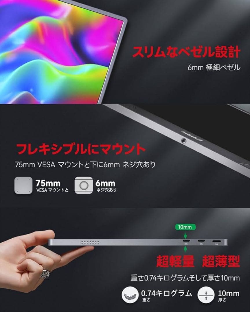 Intehill ポータブルモニター 15.6インチ　U15NA