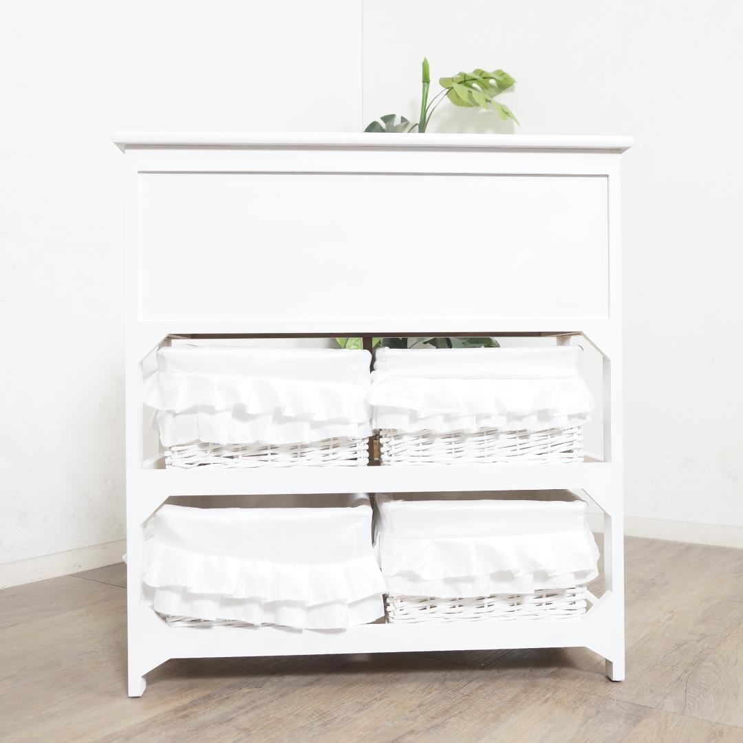 【新品】フリル　バスケット4個　オープンチェスト　ガーリー　アウトレット