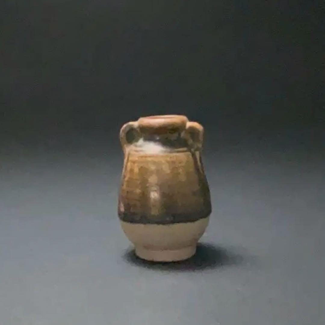 褐釉双耳小壺　タイ　アンティーク　骨董　スコタイ　R1394ダM