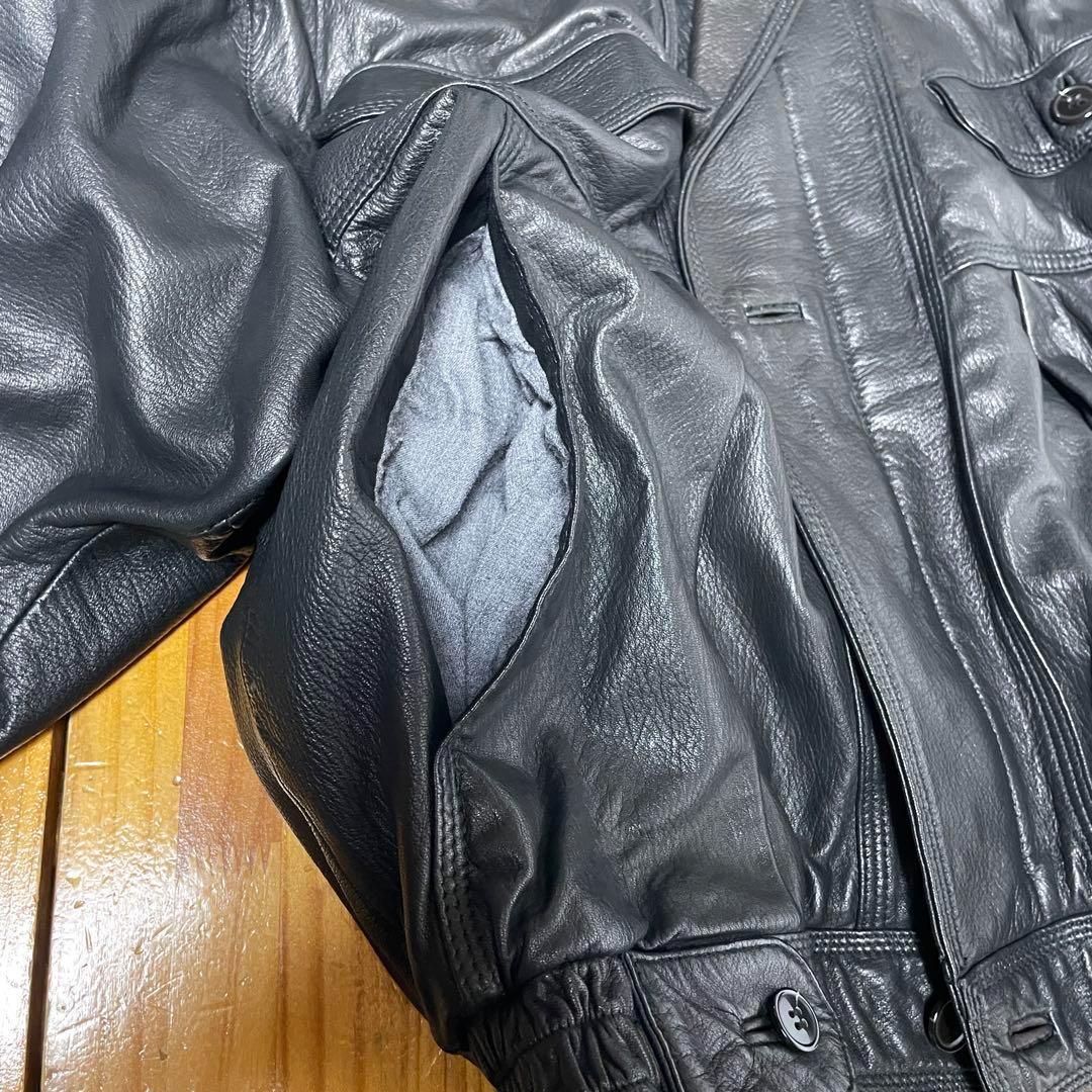 太腕　短丈　ラムレザー　ボンバージャケット　A-2　Y2K　本革　リアルレザー