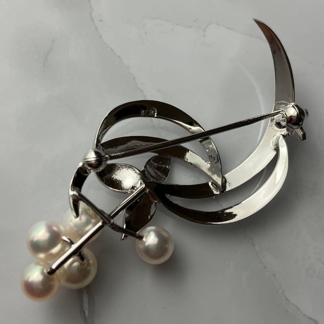 MIKIMOTO ミキモト あこや 本真珠 パール ブローチ リーフ 5粒