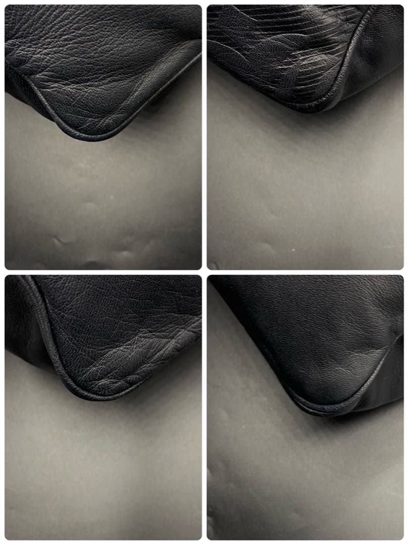 【美品】ロエベ アナグラム ショルダーバッグ ブラック レザー