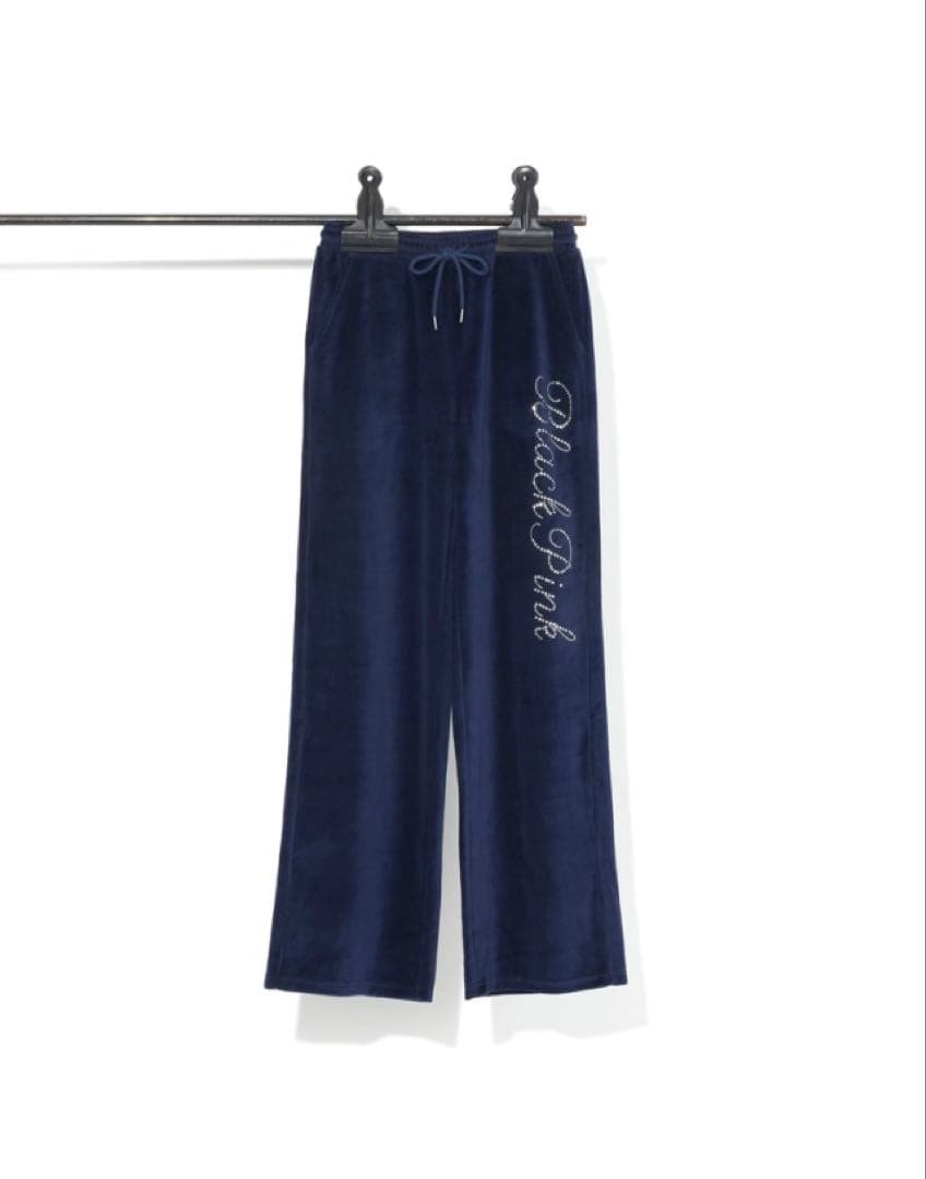 BLACKPINK ベロアロングパンツ（NAVY）Mサイズ