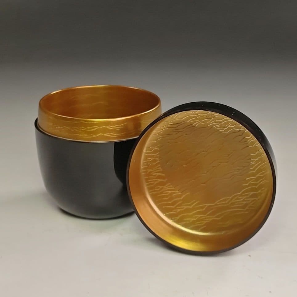 ウ210 棗『細川司光作』『碌々斎好　既望棗　共箱』茶道具　茶器　茶入