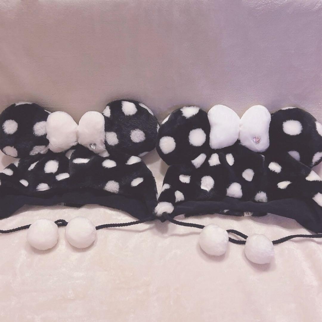 ミニー　水玉　ドット　白　黒　ファンキャップ　セット ♡