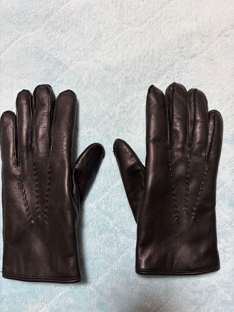 DENTS 黒 レザー手袋 ラビットファー裏地　デンツ