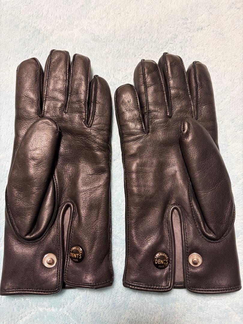 DENTS 黒 レザー手袋 ラビットファー裏地　デンツ