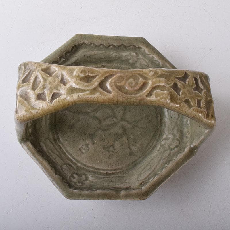 中国　七官青磁　刻花文　手鉢　時代箱　V　R8478