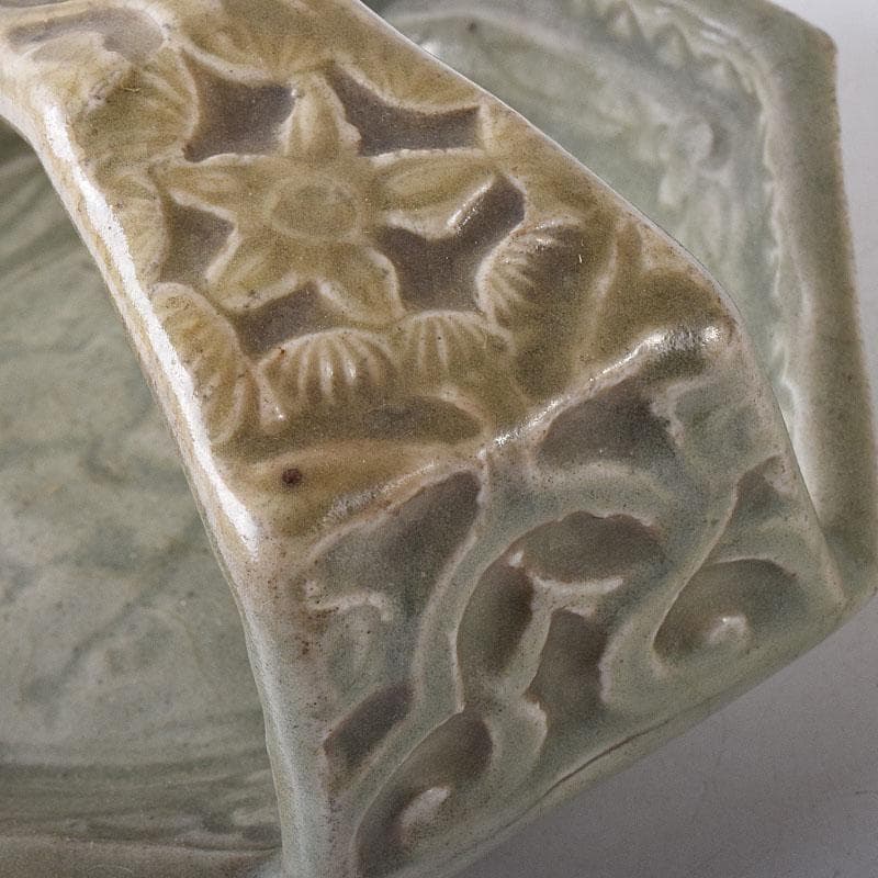 中国　七官青磁　刻花文　手鉢　時代箱　V　R8478