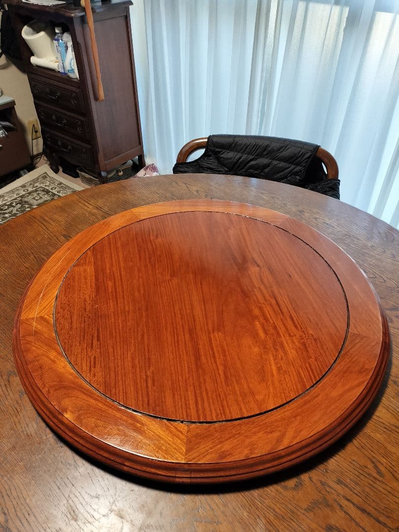 花梨無垢 円形回転卓ターンテーブル花台中華テーブルアンテーク
