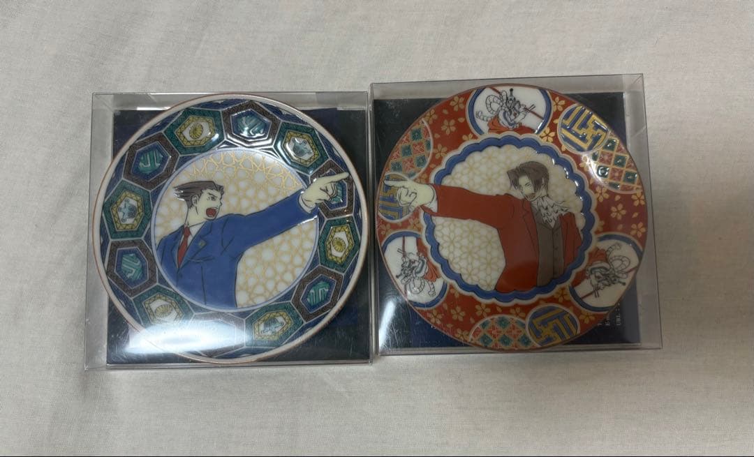 逆転裁判　九谷焼豆皿　成歩堂龍一　御剣怜侍