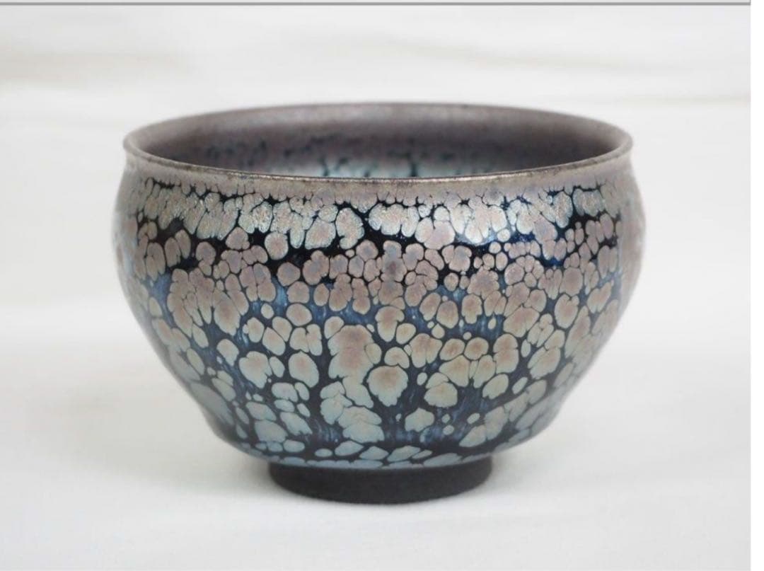 送料無料　建窯建盞 『周郡星』造 油滴建盞2客 天目茶碗 曜変天目証明書付・共箱