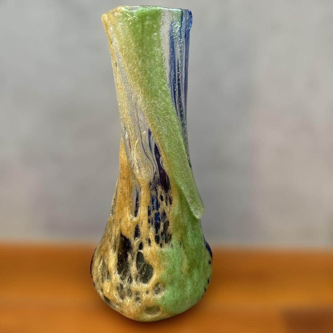 稲嶺盛吉.宙吹ガラス.花瓶.琉球ガラス.大きめ