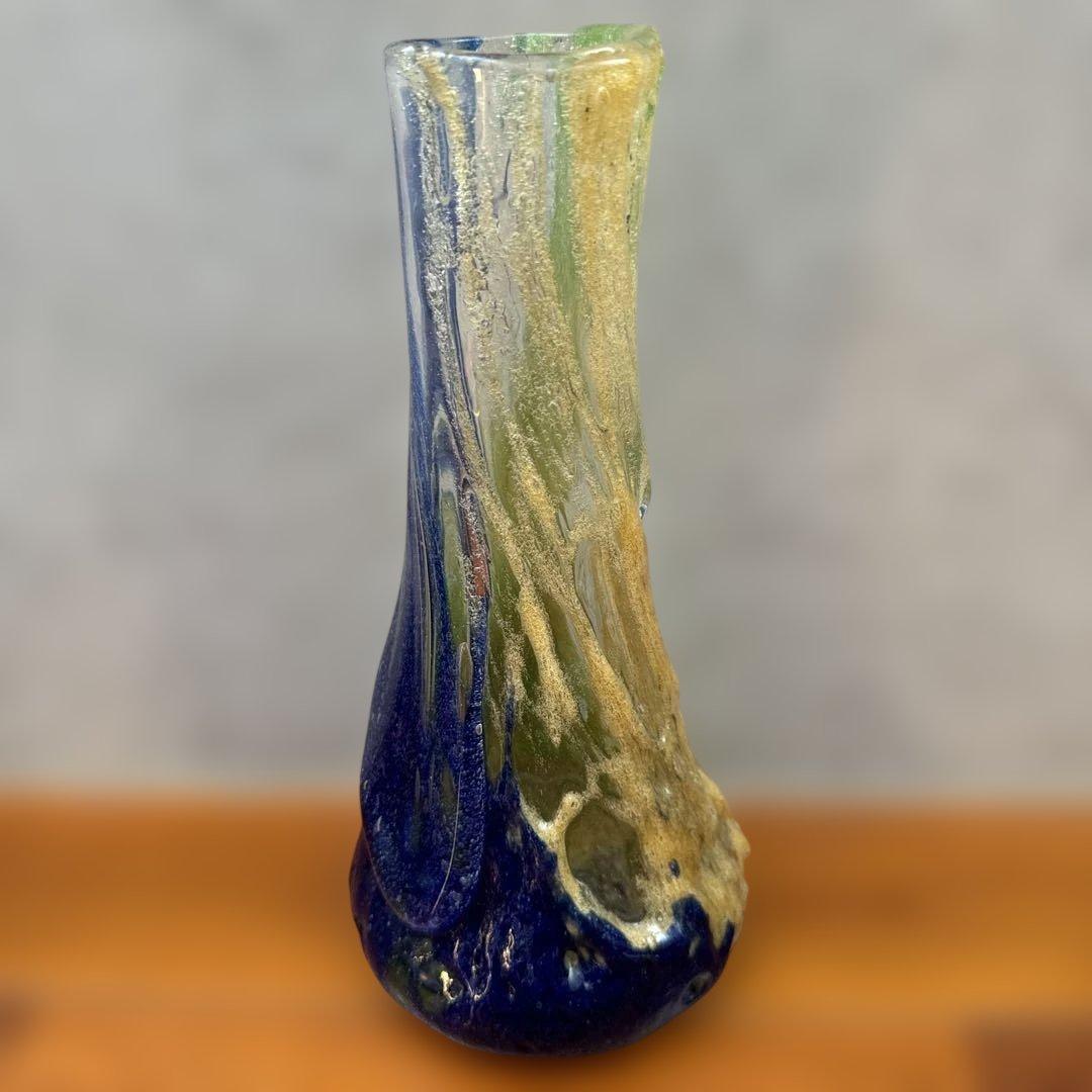 稲嶺盛吉.宙吹ガラス.花瓶.琉球ガラス.大きめ