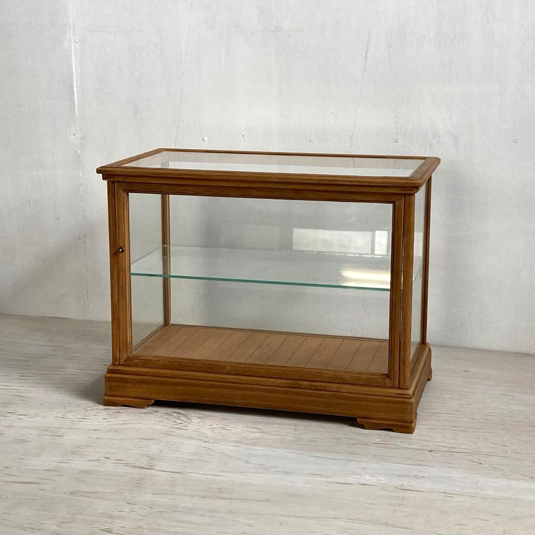 古い木製 ガラスケース 2段 ショーケース 展示ケース パンケース 店舗什器