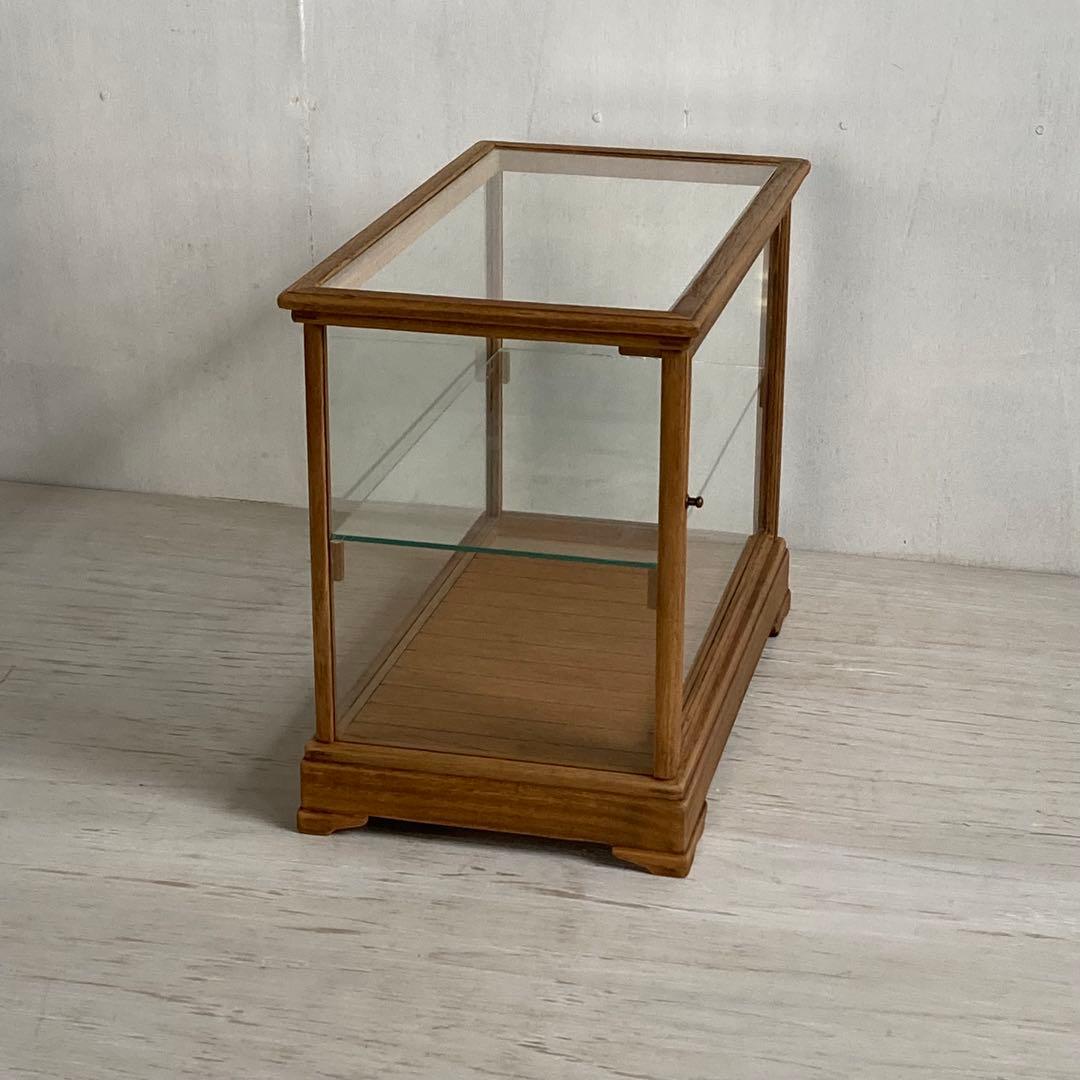 古い木製 ガラスケース 2段 ショーケース 展示ケース パンケース 店舗什器