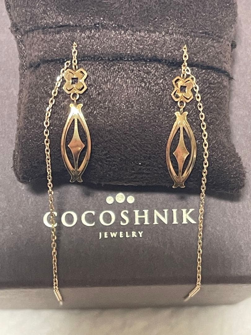 COCOSHNIK ピアス ゴールド 花 リーフ K10