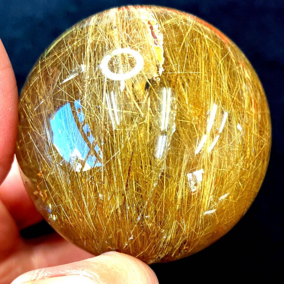 超絶綺麗✨50mm ゴールドルチルクォーツ　丸玉　スフィア　金針水晶