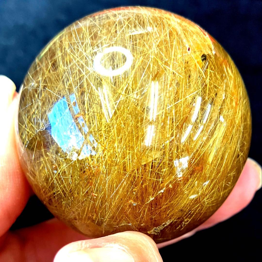 超絶綺麗✨50mm ゴールドルチルクォーツ　丸玉　スフィア　金針水晶