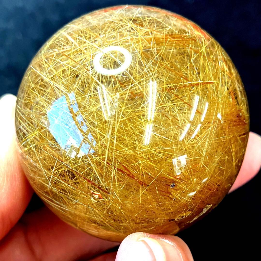 超絶綺麗✨50mm ゴールドルチルクォーツ　丸玉　スフィア　金針水晶