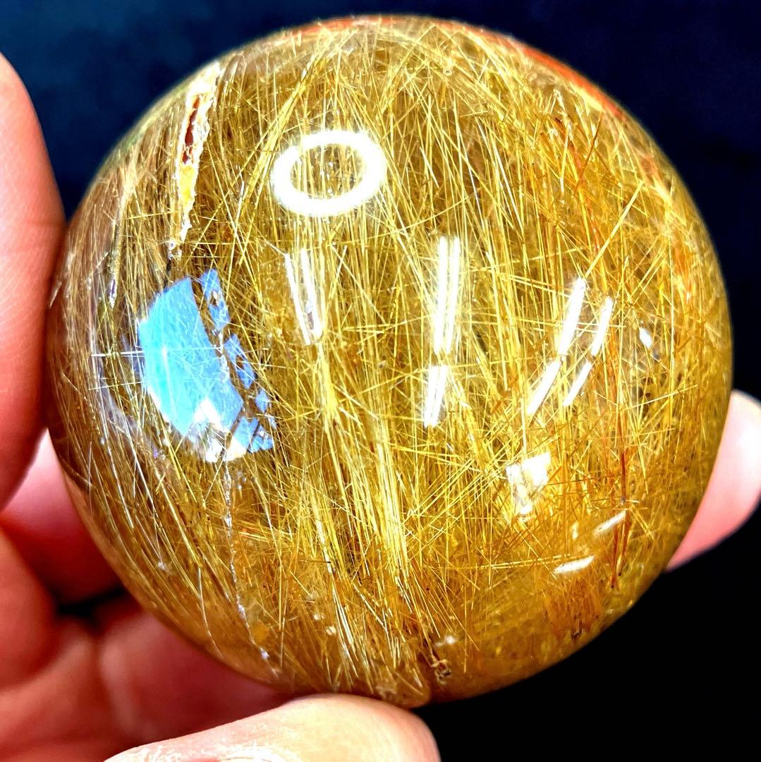 超絶綺麗✨50mm ゴールドルチルクォーツ　丸玉　スフィア　金針水晶