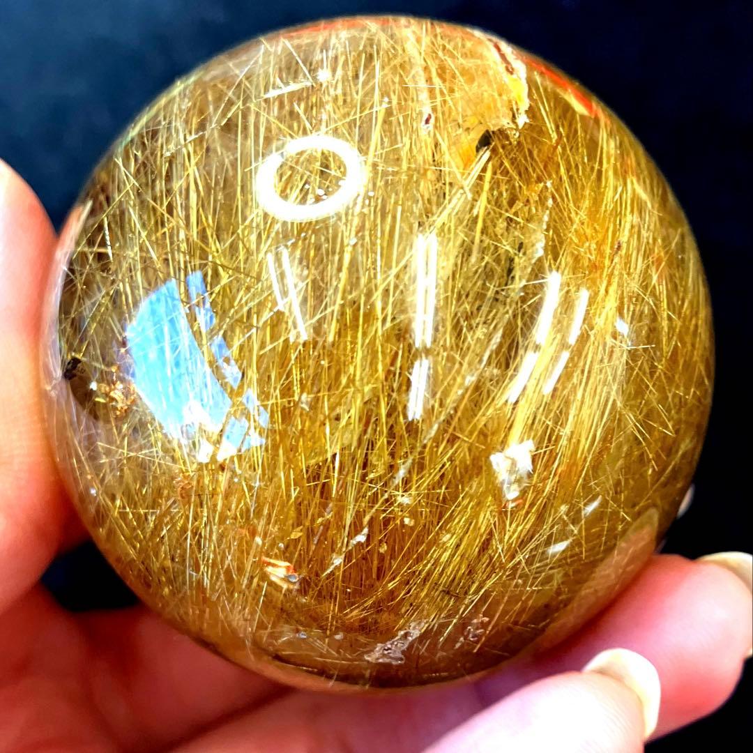 超絶綺麗✨50mm ゴールドルチルクォーツ　丸玉　スフィア　金針水晶
