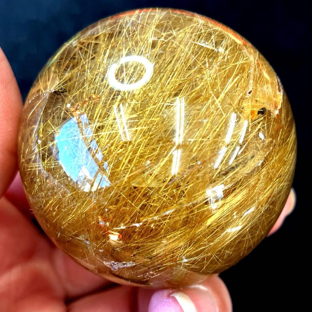 超絶綺麗✨50mm ゴールドルチルクォーツ　丸玉　スフィア　金針水晶