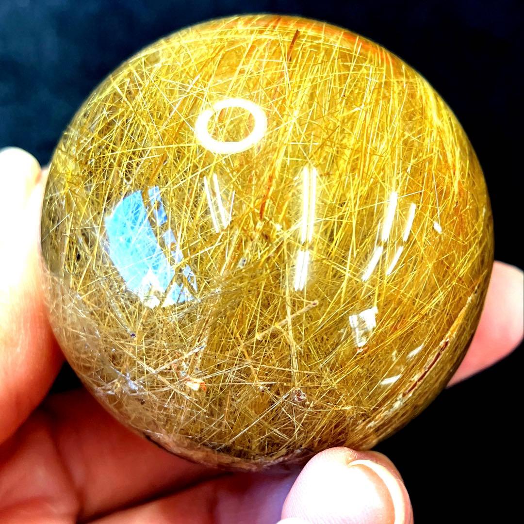 超絶綺麗✨50mm ゴールドルチルクォーツ　丸玉　スフィア　金針水晶