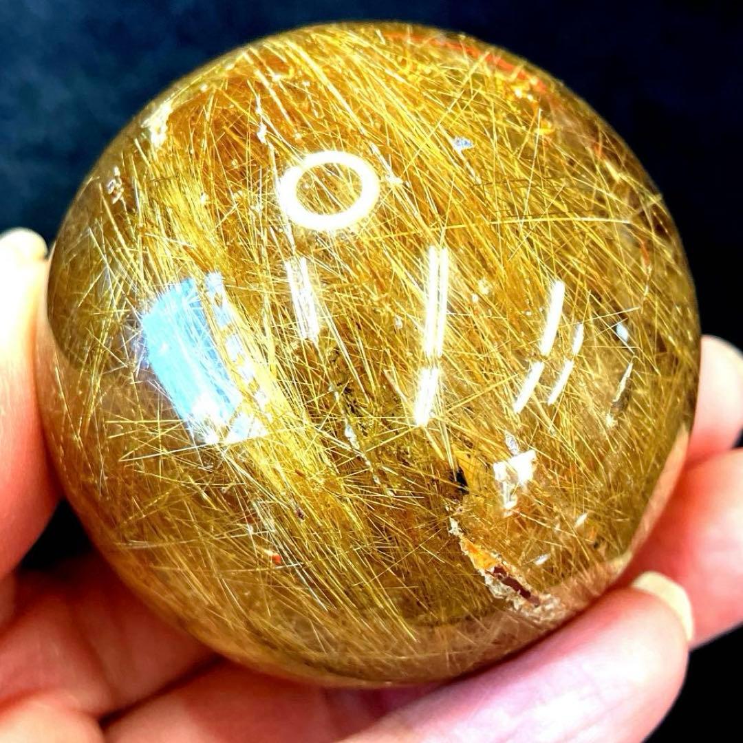 超絶綺麗✨50mm ゴールドルチルクォーツ　丸玉　スフィア　金針水晶