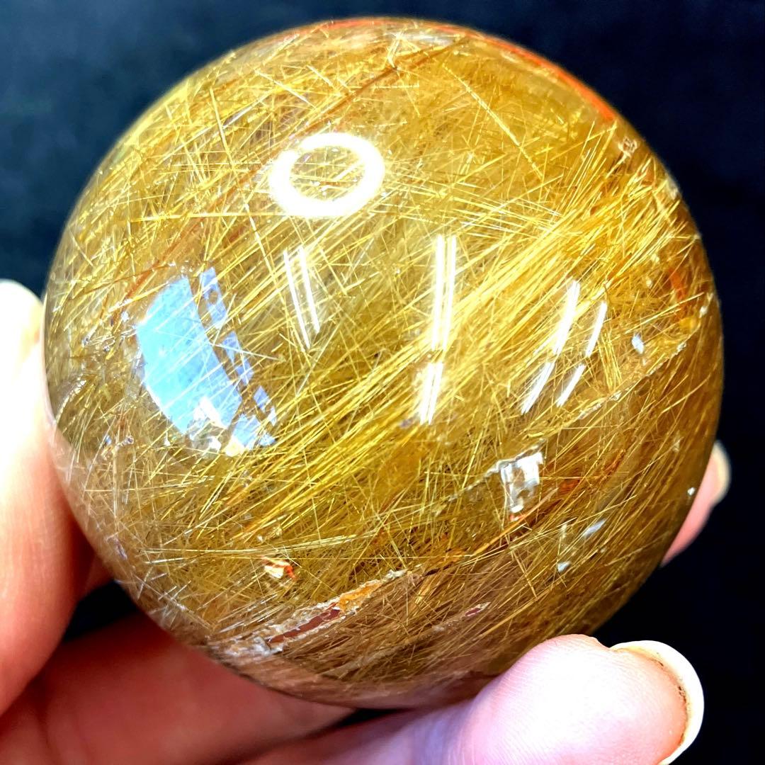 超絶綺麗✨50mm ゴールドルチルクォーツ　丸玉　スフィア　金針水晶