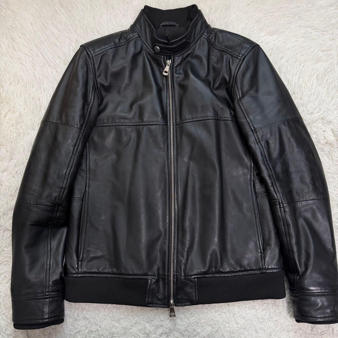 近年美品Lサイズ相当　AKM シングルライダースジャケット　羊革　キルティング