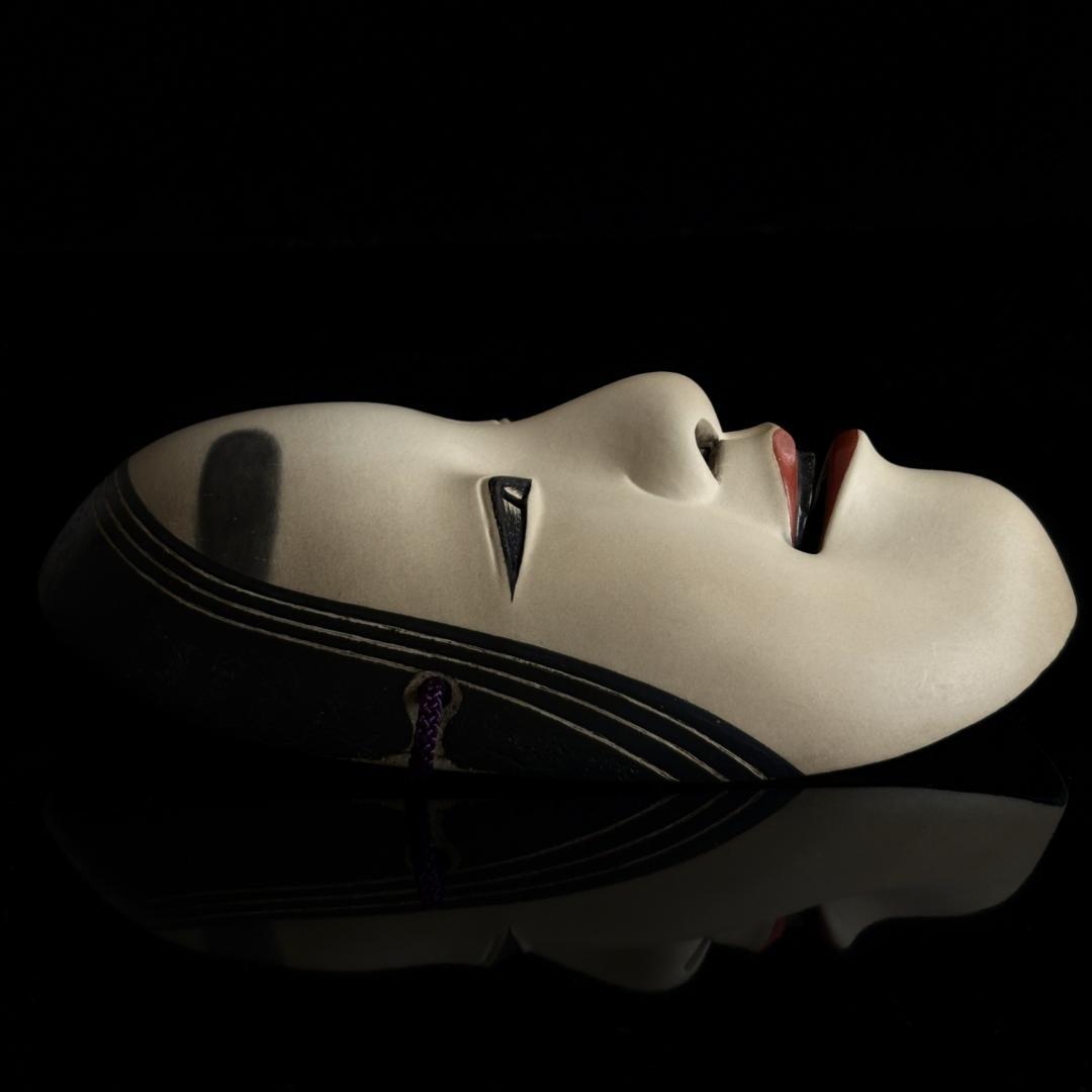 長沢宗春 能面「小面」長澤氏春箱書/共箱・座布団付/長澤宗春